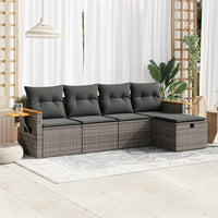 Set Divano da Giardino 5 pz con Cuscini Grigio in Polyrattan 3325959