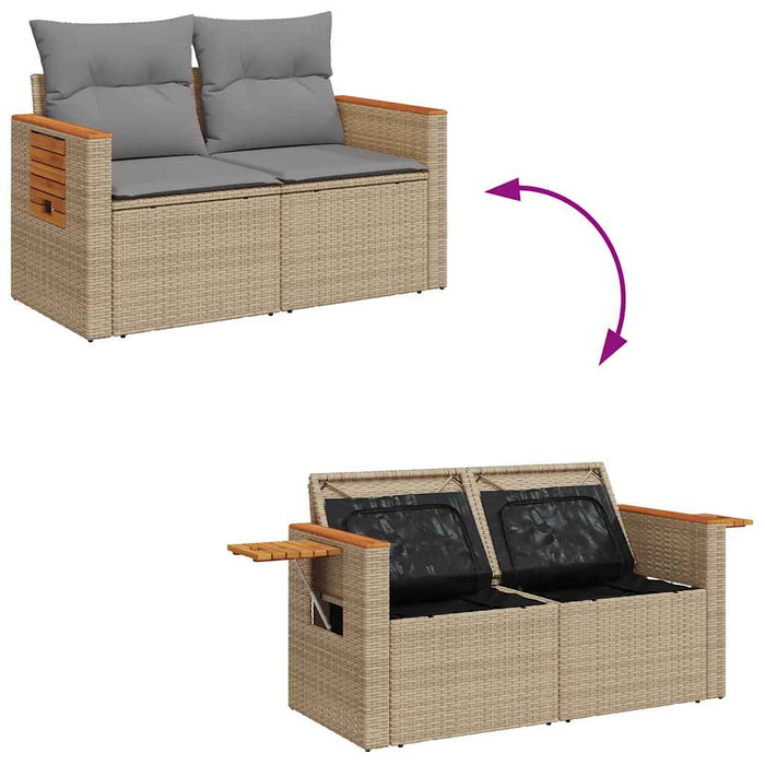 Set Divano da Giardino 6 pz con Cuscini Beige in Polyrattan 3325965