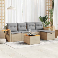 Set Divano da Giardino 6 pz con Cuscini Beige in Polyrattan 3325965