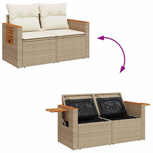 Set Divano da Giardino 6 pz con Cuscini Beige in Polyrattan 3325971