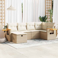 Set Divano da Giardino 6 pz con Cuscini Beige in Polyrattan 3325971