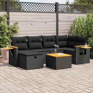 Set Divani da Giardino con Cuscini 7pz Nero Polyrattan 3325975