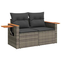 Set Divani da Giardino 7 pz con Cuscini Grigio in Polyrattan 3325980