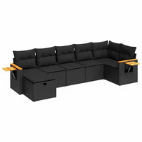 Set Divani da Giardino con Cuscini 7pz Nero Polyrattan 3325982