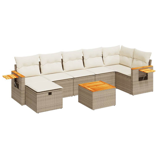 Set Divano da Giardino 8 pz con Cuscini Beige in Polyrattan 3325992