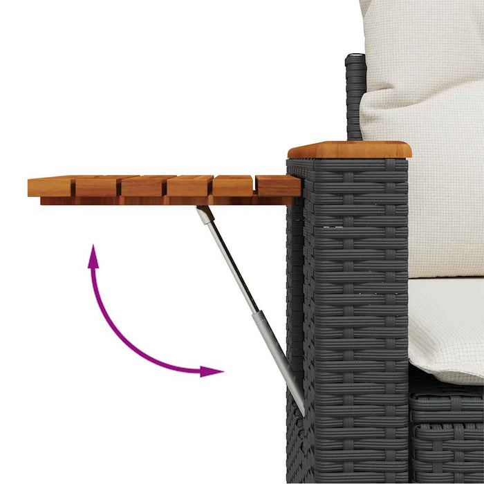 Set Divano da Giardino 6 pz con Cuscini Nero in Polyrattan 3325997