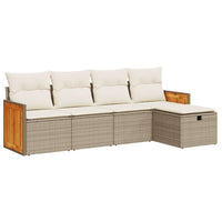 Set Divano da Giardino 5 pz con Cuscini Beige in Polyrattan 3326013