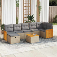 Set Divano da Giardino 8 pz con Cuscini Beige in Polyrattan 3326049