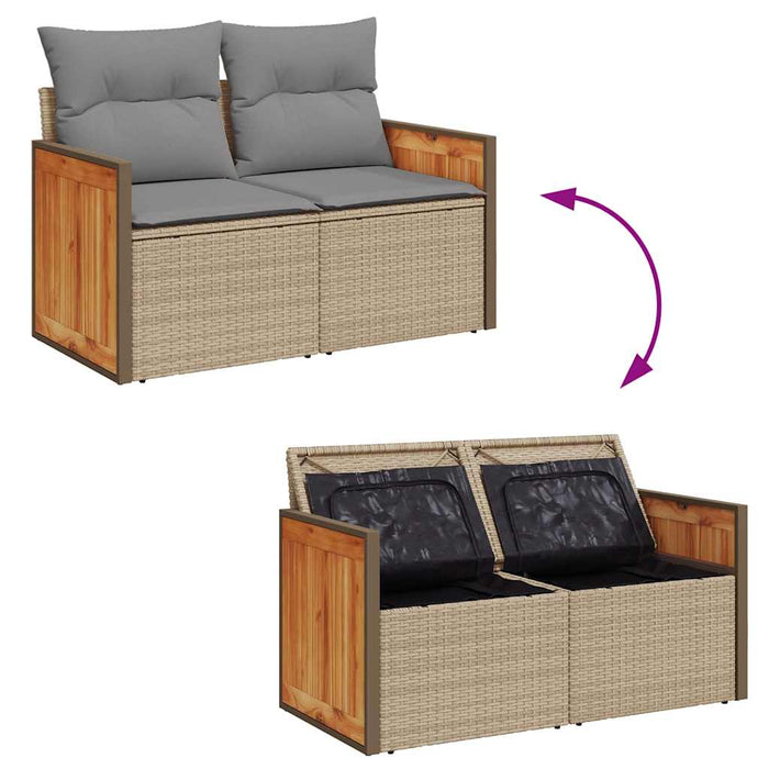 Set Divano da Giardino 6 pz con Cuscini Beige in Polyrattan 3326056