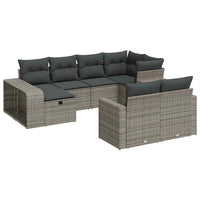 Set Divano da Giardino 10 pz con Cuscini Grigio in Polyrattan 3326064