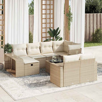 Set Divani da Giardino 11 pz con Cuscini Beige in Polyrattan 3326072