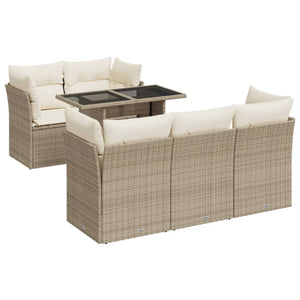 Set Divano da Giardino 6 pz con Cuscini Beige in Polyrattan 3326099