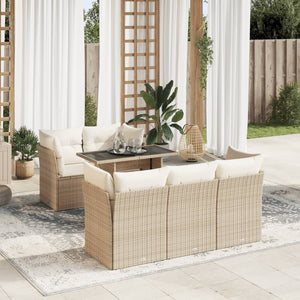 Set Divano da Giardino 6 pz con Cuscini Beige in Polyrattan 3326099