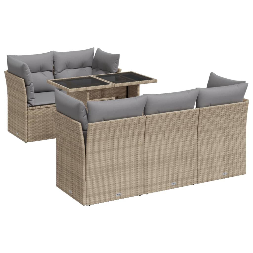 Set Divano da Giardino 6 pz con Cuscini Beige in Polyrattan 3326100