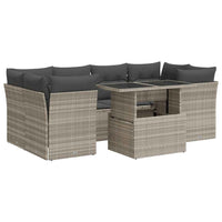 Set Divani da Giardino 7pz con Cuscini Grigio Chiaro Polyrattan 3326113