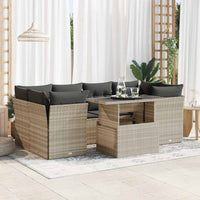 Set Divani da Giardino 7pz con Cuscini Grigio Chiaro Polyrattan 3326113