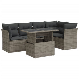 Set Divano da Giardino 6 pz con Cuscini Grigio in Polyrattan 3326161