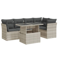 Set Divano da Giardino 6pz con Cuscini Grigio Chiaro Polyrattan 3326163