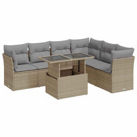 Set Divani da Giardino 7 pz con Cuscini Beige in Polyrattan 3326170