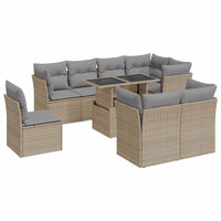 Set Divano da Giardino 9 pz con Cuscini Beige in Polyrattan 3326180