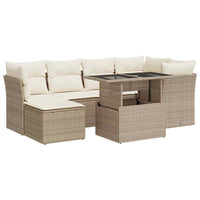 Set Divani da Giardino 7 pz con Cuscini Beige in Polyrattan 3326189