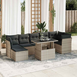 Set Divano da Giardino 8pz con Cuscini Grigio Chiaro Polyrattan 3326203