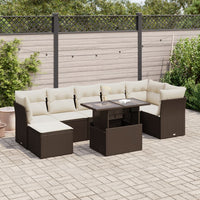 Set Divani da Giardino 8 pz con Cuscini Marrone in Polyrattan 3326204