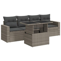 Set Divano da Giardino 5 pz con Cuscini Grigio in Polyrattan 3326241