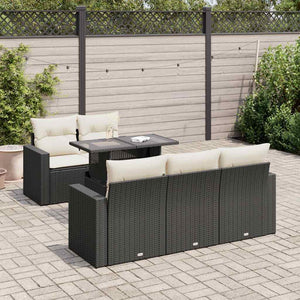 Set Divano da Giardino 6 pz con Cuscini Nero in Polyrattan 3326247