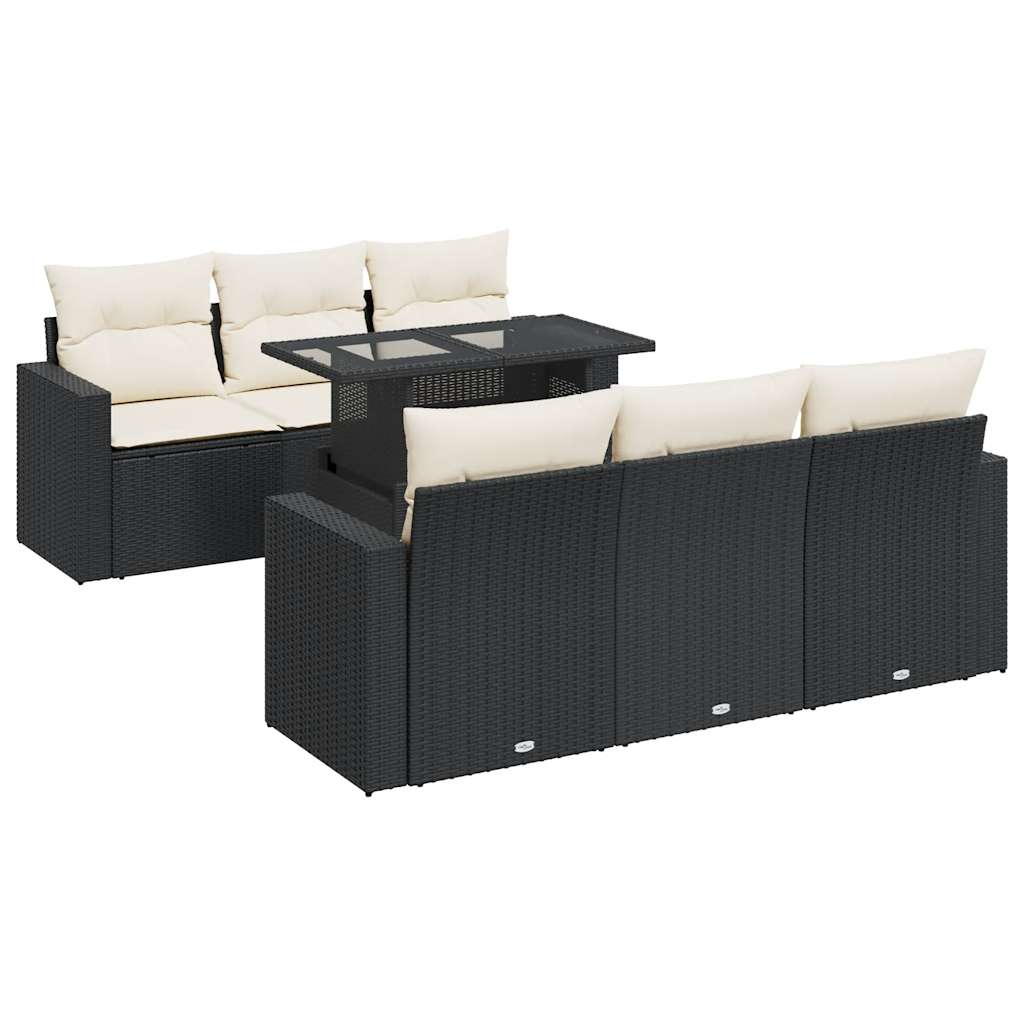 Set Divani da Giardino con Cuscini 7pz Nero Polyrattan 3326257