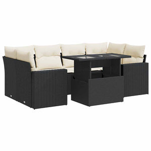 Set Divani da Giardino con Cuscini 7pz Nero Polyrattan 3326267