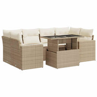 Set Divani da Giardino 7 pz con Cuscini Beige in Polyrattan 3326269