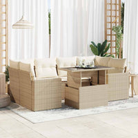 Set Divani da Giardino 7 pz con Cuscini Beige in Polyrattan 3326269