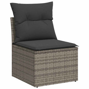 Set Divani da Giardino 7 pz con Cuscini Grigio in Polyrattan 3326271