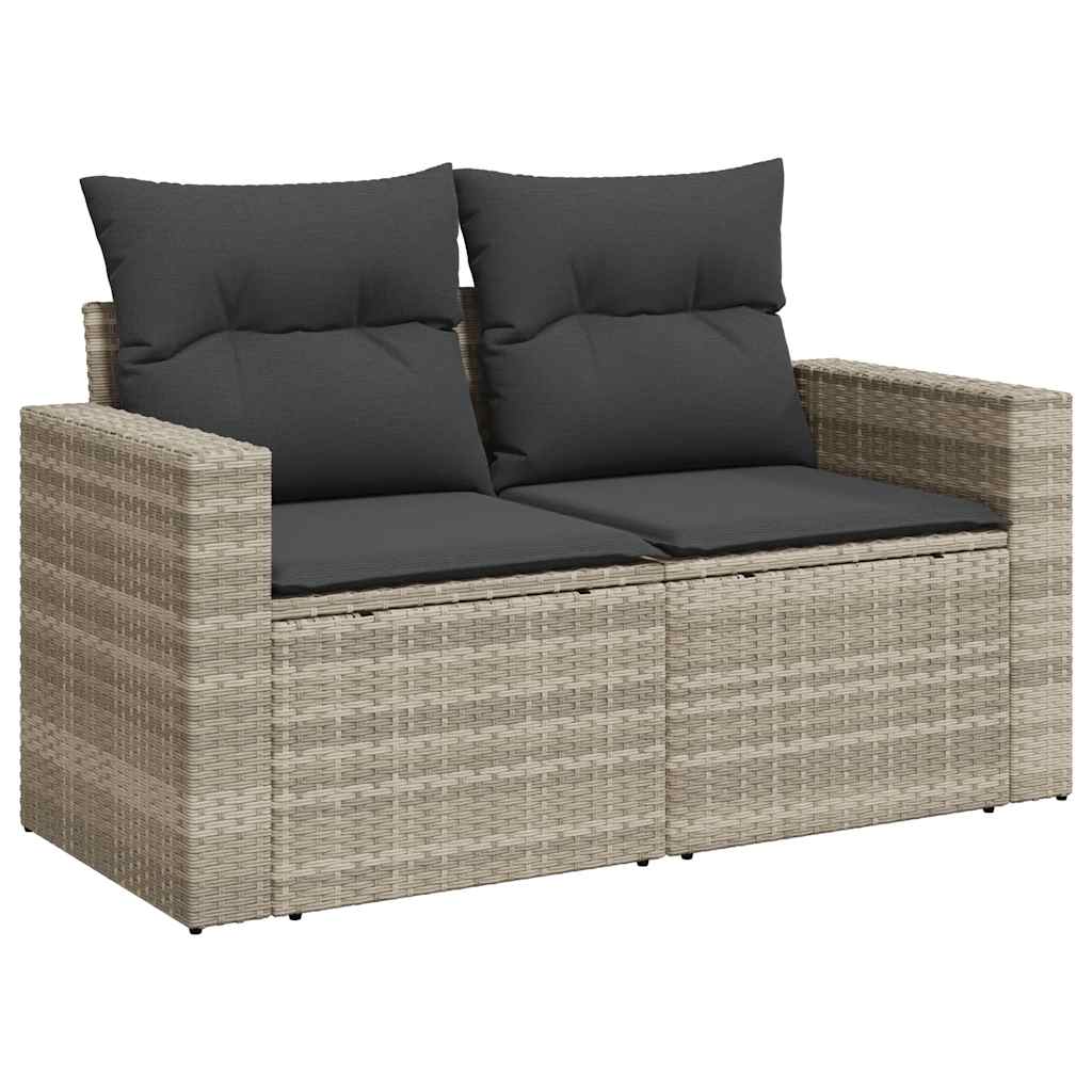 Set Divani da Giardino 7pz con Cuscini Grigio Chiaro Polyrattan 3326273