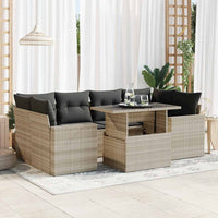 Set Divani da Giardino 7pz con Cuscini Grigio Chiaro Polyrattan 3326273