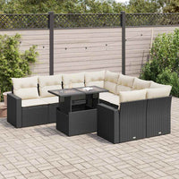 Set Divani da Giardino 9 pz con Cuscini Nero in Polyrattan 3326287