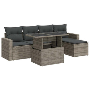 Set Divano da Giardino 6 pz con Cuscini Grigio in Polyrattan 3326301