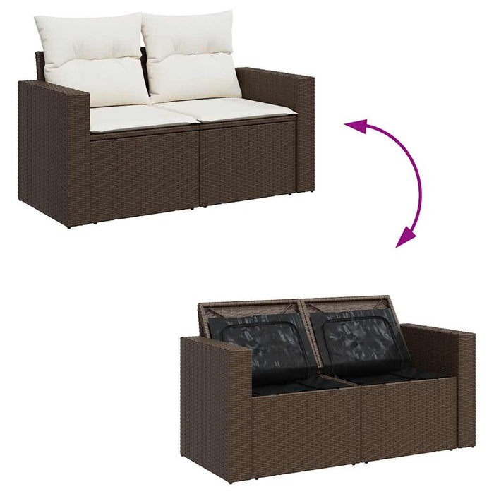 Set Divano da Giardino 6 pz con Cuscini Marrone in Polyrattan 3326304