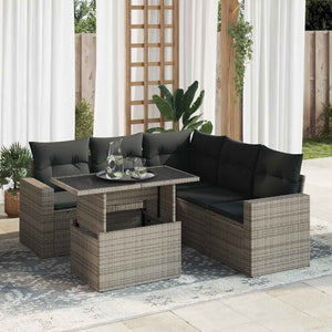 Set Divano da Giardino 6 pz con Cuscini Grigio in Polyrattan 3326321