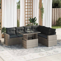 Set Divani da Giardino 7 pz con Cuscini Grigio in Polyrattan 3326331