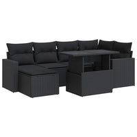 Set Divani da Giardino con Cuscini 7pz Nero Polyrattan 3326346