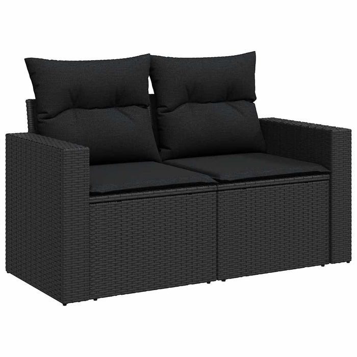 Set Divani da Giardino con Cuscini 7pz Nero Polyrattan 3326346