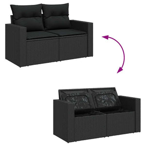 Set Divani da Giardino con Cuscini 7pz Nero Polyrattan 3326346