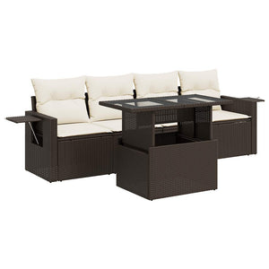 Set Divano da Giardino 5 pz con Cuscini Marrone in Polyrattan 3326404