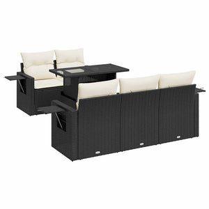 Set Divano da Giardino 6 pz con Cuscini Nero in Polyrattan 3326407