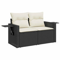 Set Divano da Giardino 6 pz con Cuscini Nero in Polyrattan 3326407