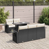 Set Divano da Giardino 6 pz con Cuscini Nero in Polyrattan 3326407