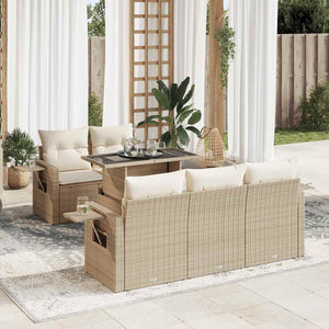 Set Divano da Giardino 6 pz con Cuscini Beige in Polyrattan 3326409