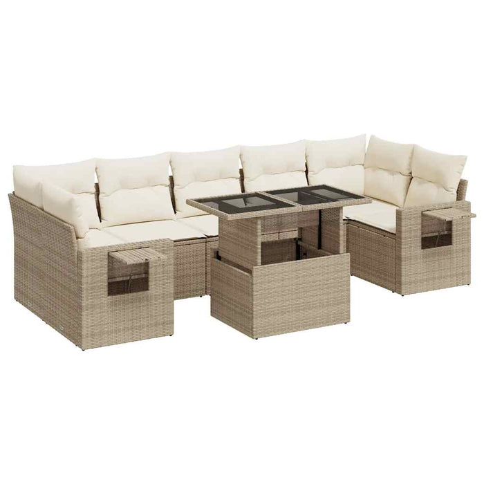 Set Divano da Giardino 8 pz con Cuscini Beige in Polyrattan 3326439